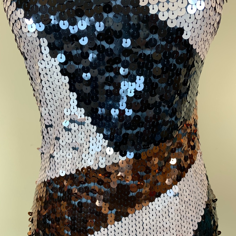 Cache sequined mesh sleeveless tank cocktail top - Picture 2 of 6
